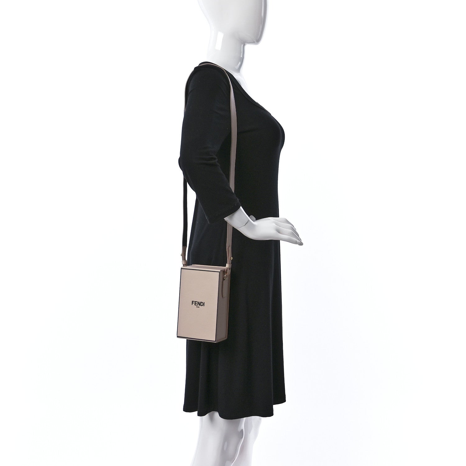 Fendi Vitello Fluffy Logo Vertical Box Rosa Quarzo Black 3 of 15