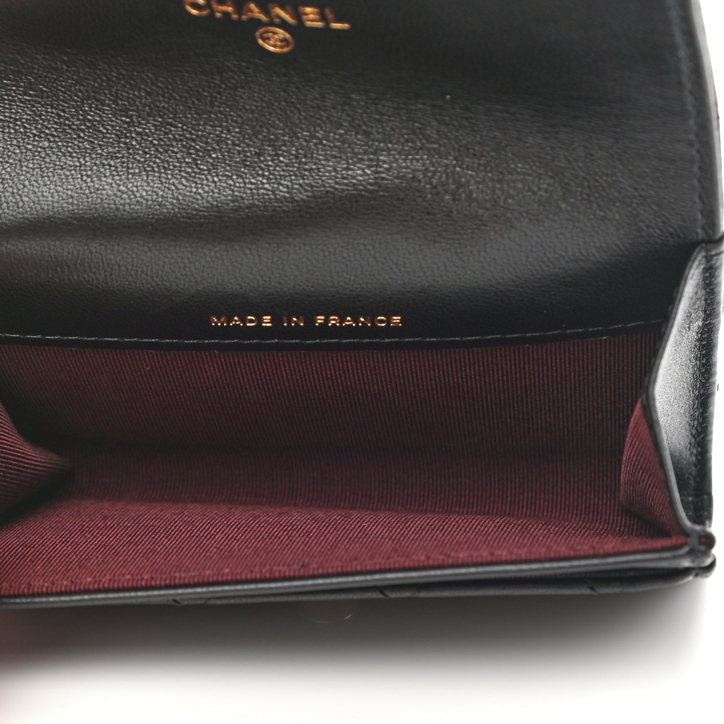 Lambskin Quilted Flap Card Holder Wallet Black