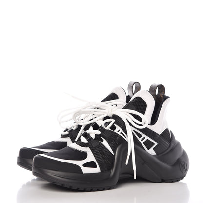 Louis Vuitton Calfskin Technical Nylon LV Archlight Sneakers 40 Black White 3 of 9
