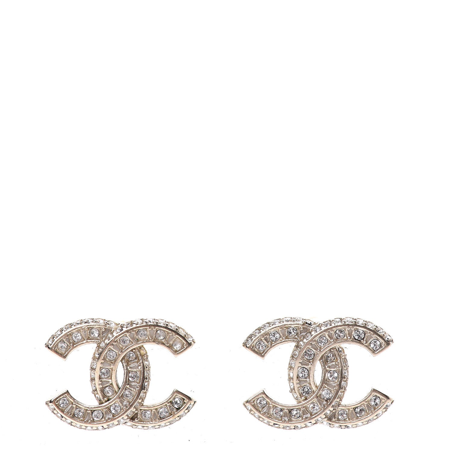 Chanel Crystal Timeless CC Earrings Light Gold 1 of 5