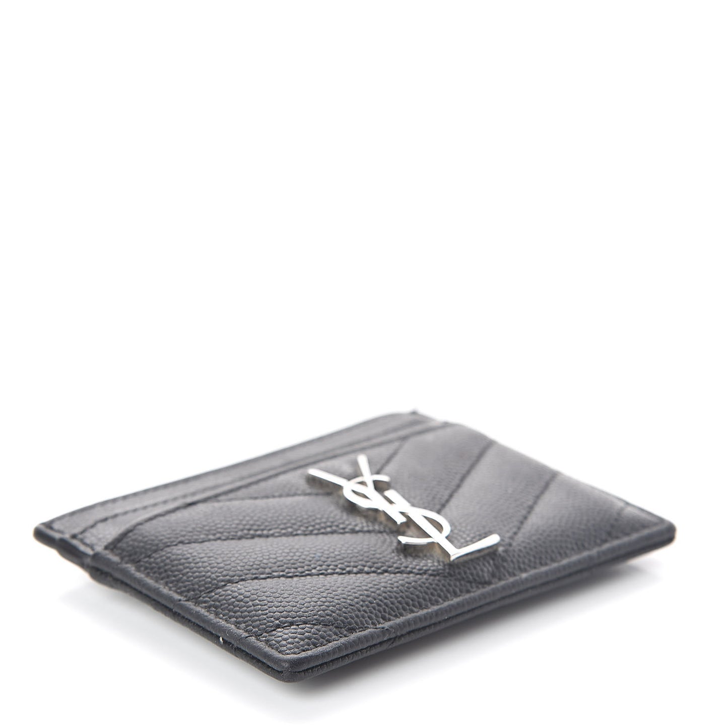 Grain De Poudre Matelasse Chevron Monogram Credit Card Case Black
