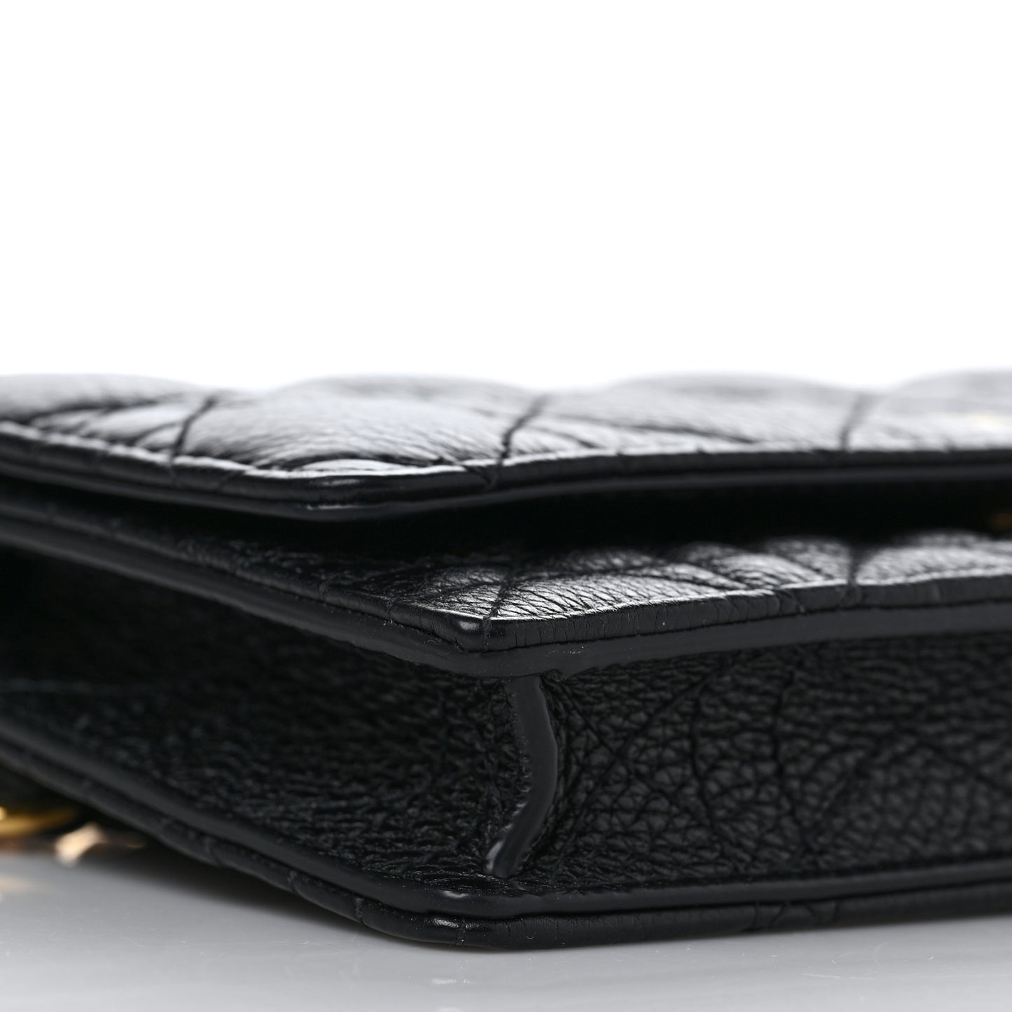Supple Calfskin Cannage Caro Belt Pouch with Chain Black