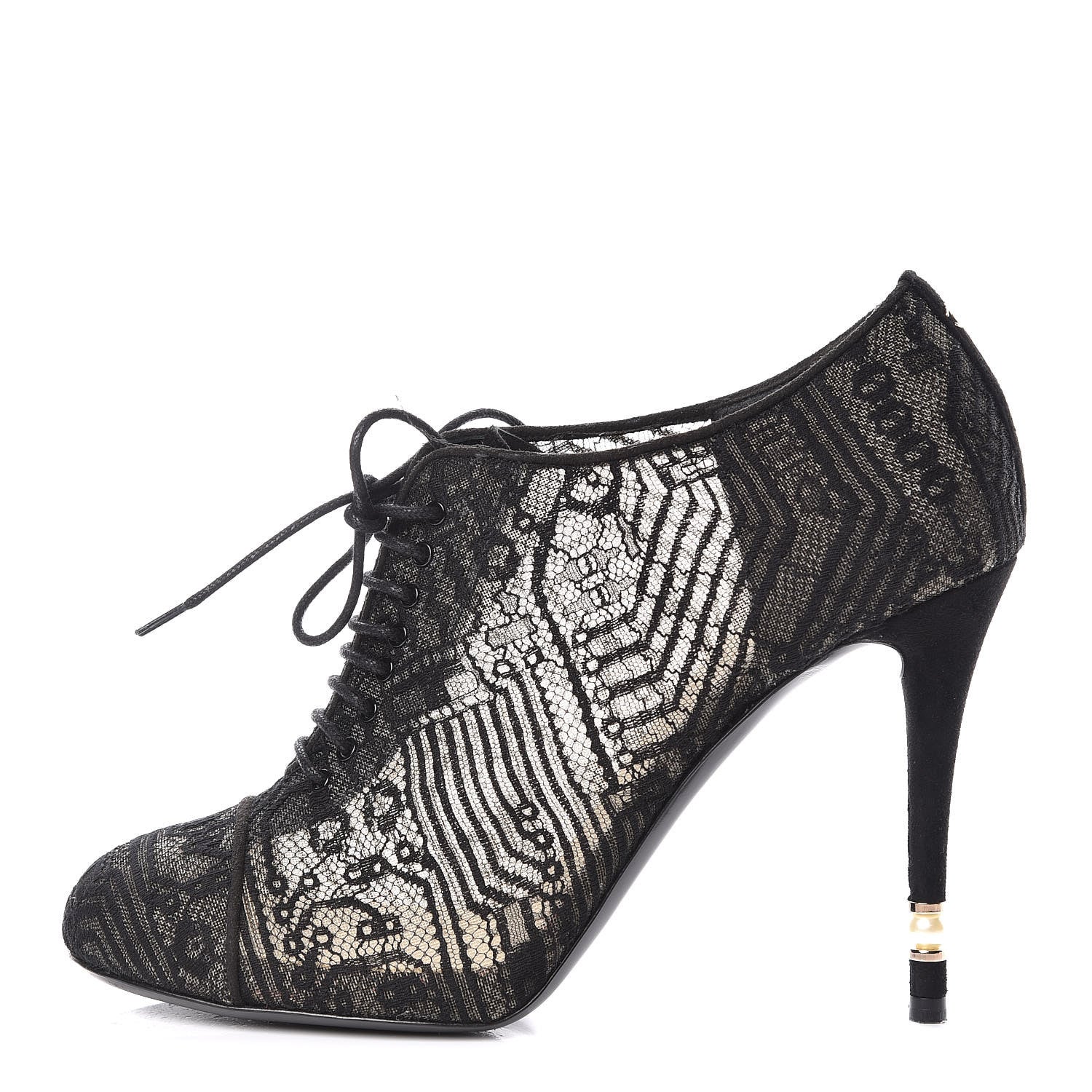 Chanel Lace Pearl Booties 39 Black 1 of 17