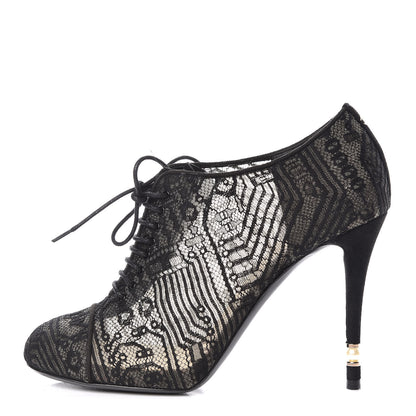 Chanel Lace Pearl Booties 39 Black 1 of 17
