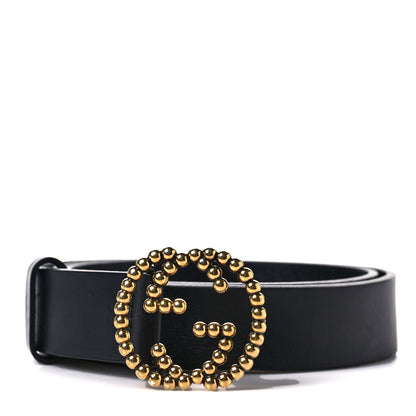 Gucci Margaux Calfskin Studded Interlocking G 30mm Belt 85 34 Black 1 of 4