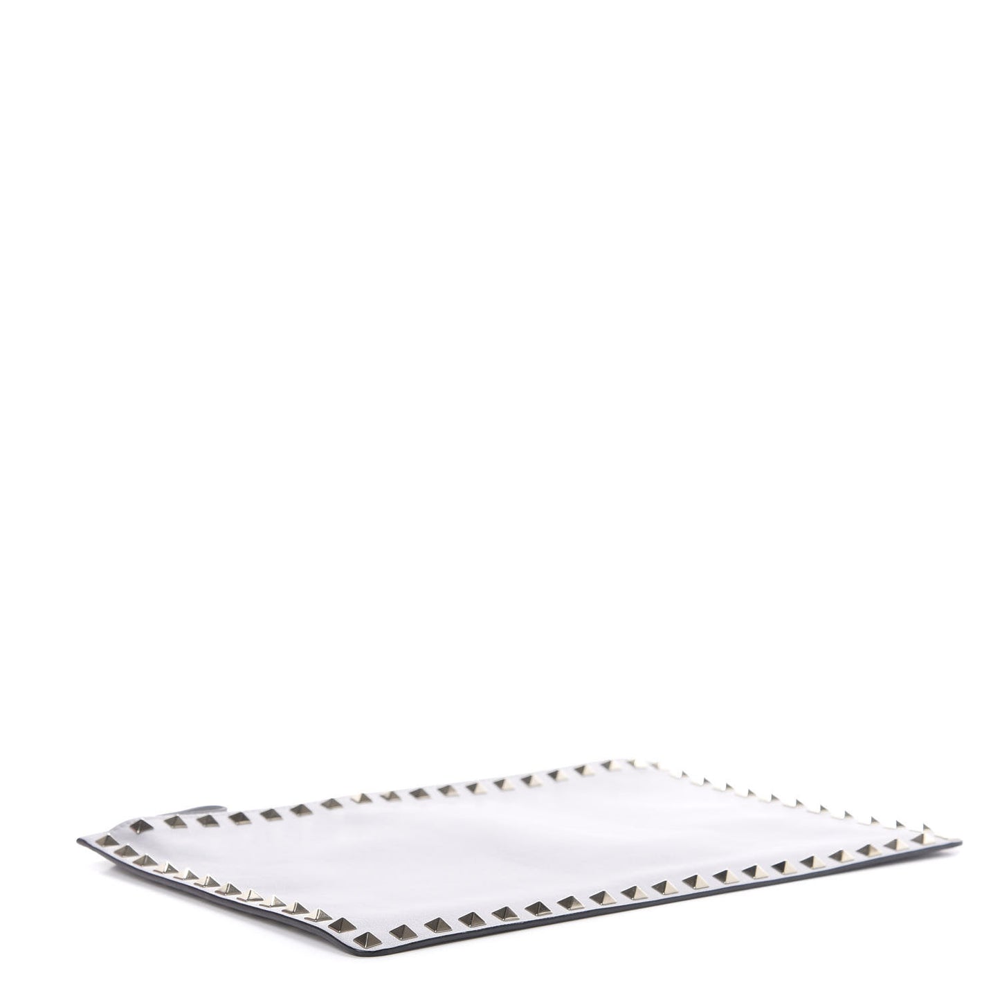 Vitello Large Rockstud Zip Pouch Grey