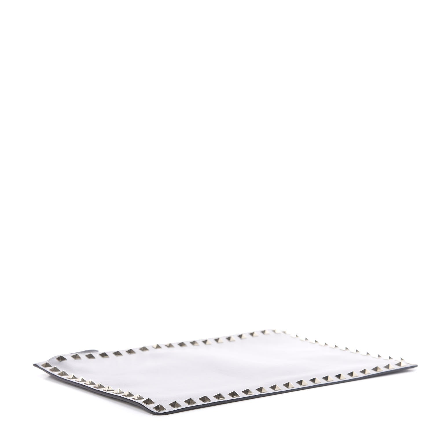 Valentino Garavani Vitello Large Rockstud Zip Pouch Grey 4 of 7