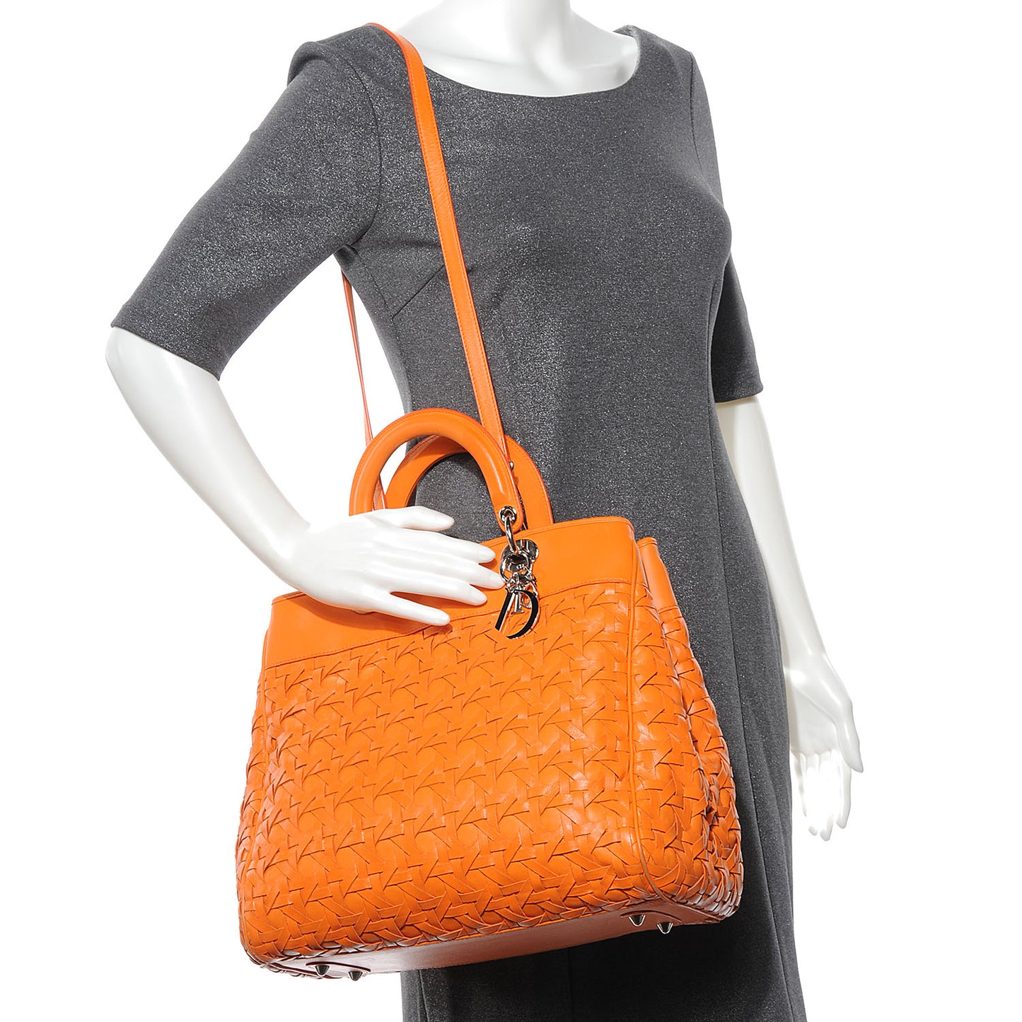 Woven Lady Dior Avenue Tote Orange