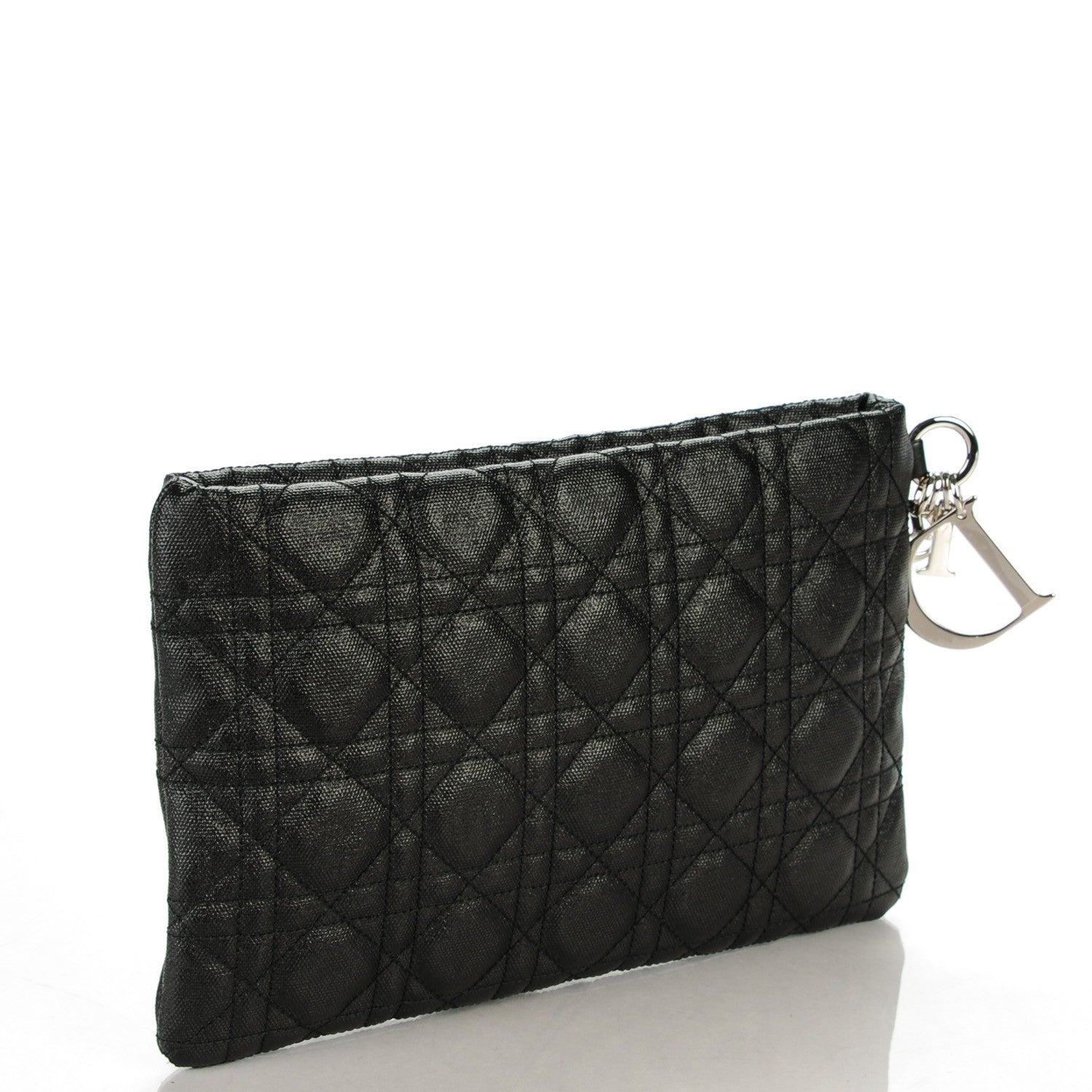 Christian Dior Coated Canvas Cannage Panarea Clutch Black 3 of 7