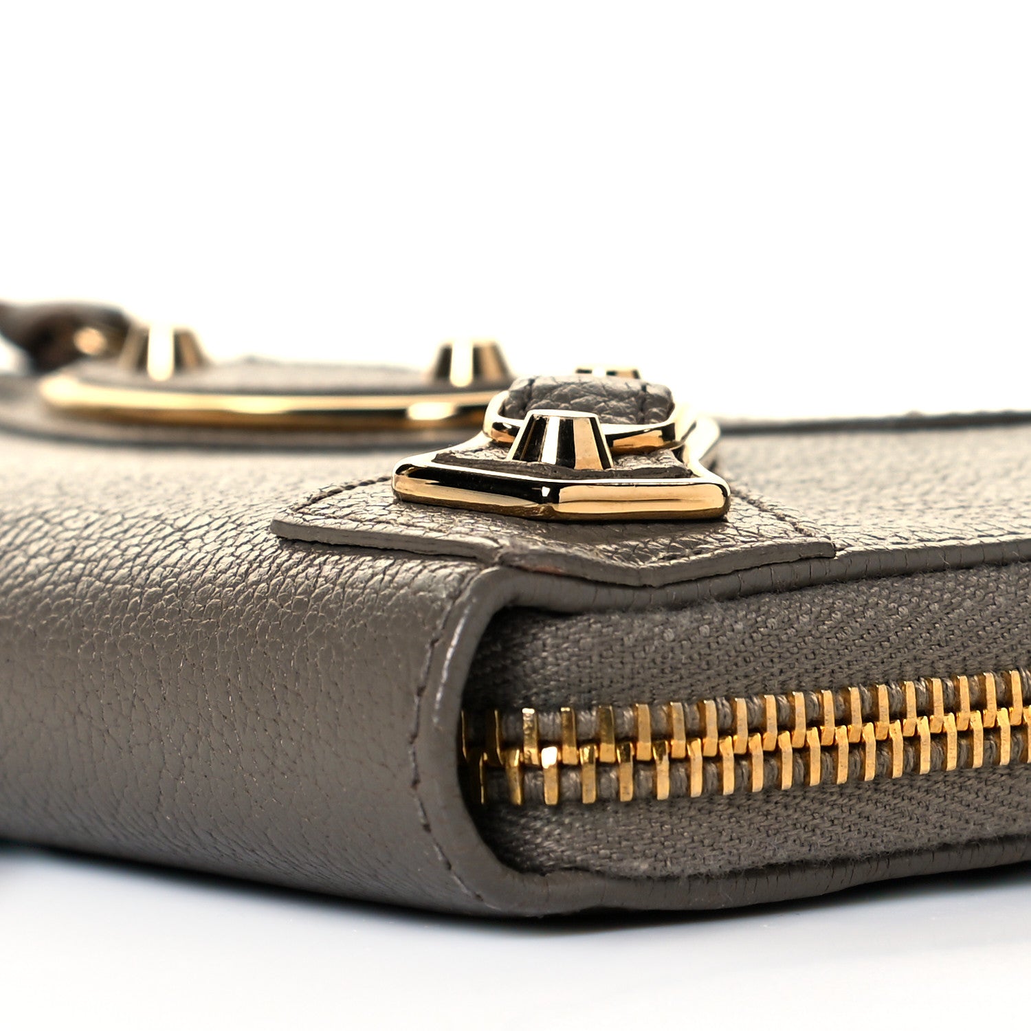 Balenciaga Chevre Gold Metallic Edge Hardware Zip Around Wallet Gris Taupe 8 of 8