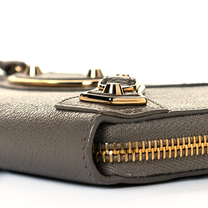 Balenciaga Chevre Gold Metallic Edge Hardware Zip Around Wallet Gris Taupe 8 of 8