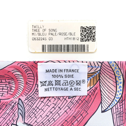 Hermes Silk Tree Of Song Twilly Bleu Pale Rose Blue Jean 3 of 9