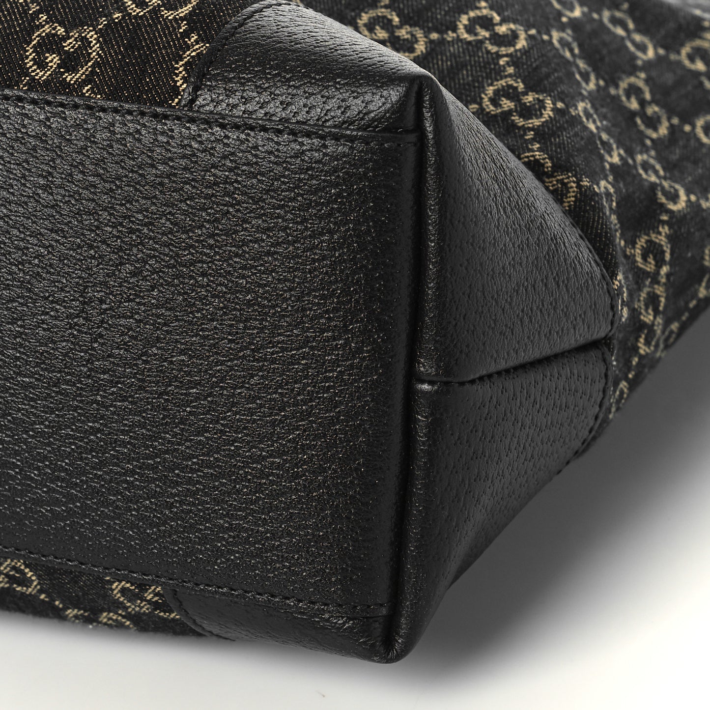 Jacquard Black Denim GG Monogram Medium Ophidia Shopping Tote Black Ivory
