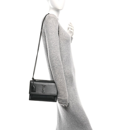 Saint Laurent Calfskin Medium Monogram Monochrome Sunset Black 2 of 11