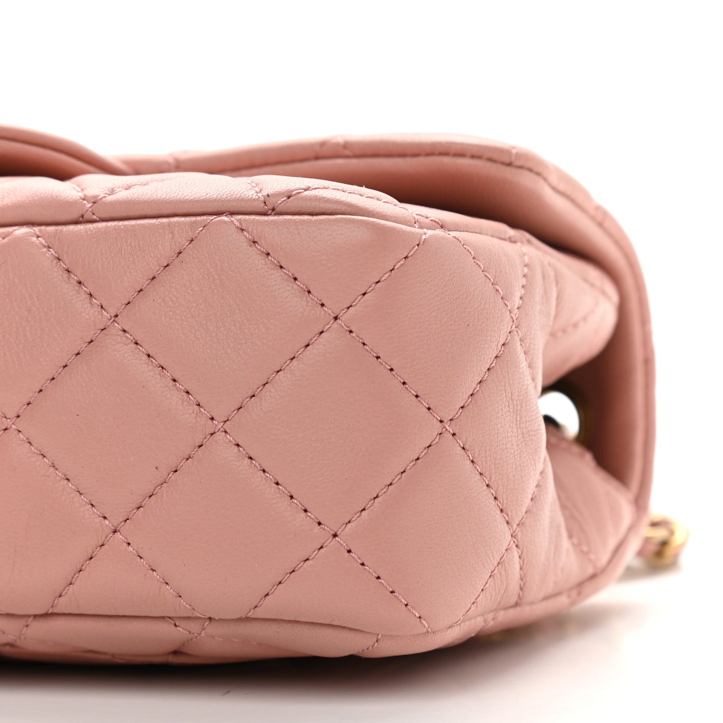 Lambskin Quilted Mini Rectangular Pearl Crush Flap Dark Pink