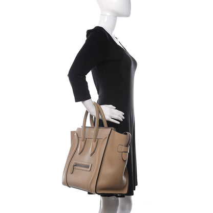 Celine Drummed Calfskin Mini Luggage Dune 2 of 9