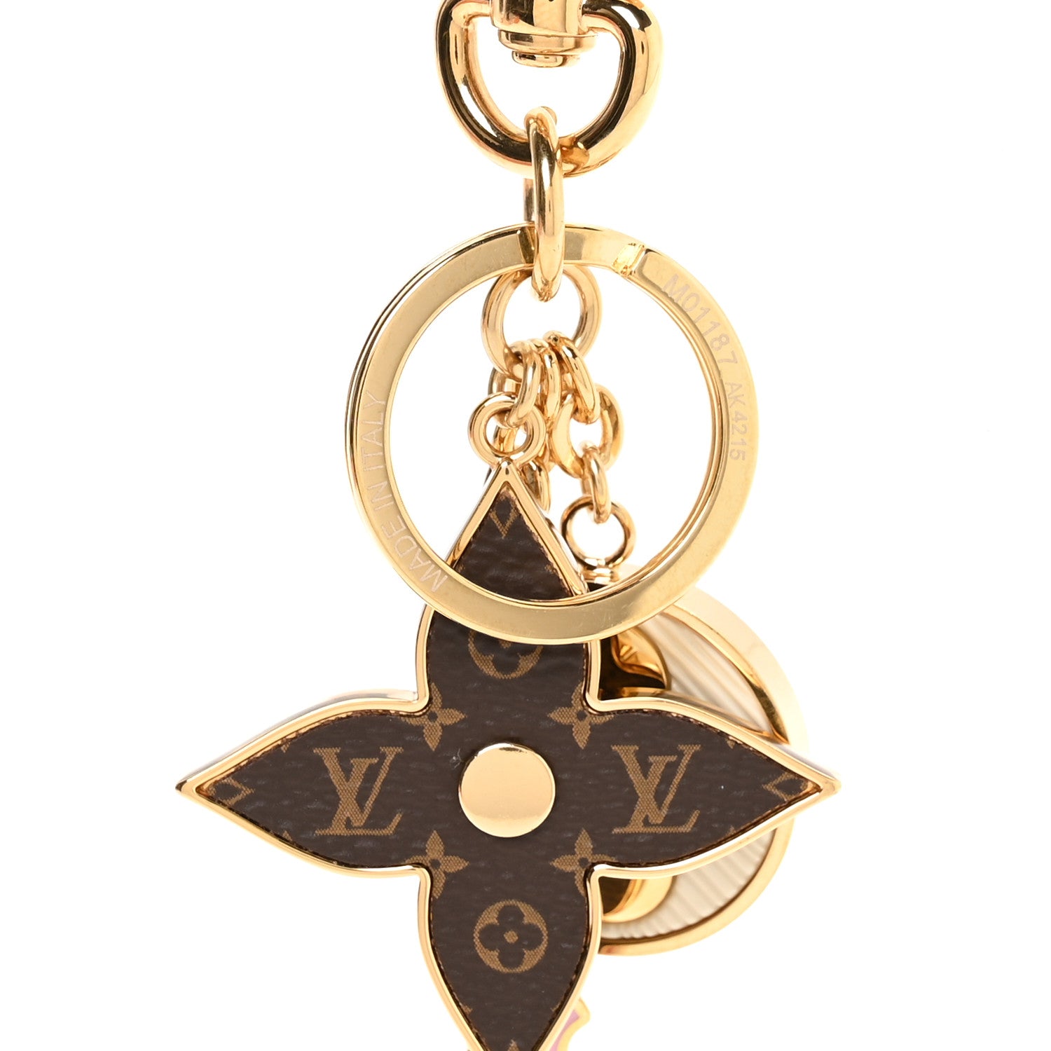 Louis Vuitton Metal Monogram Epi Spring Street Bag Charm Key Holder Gold 3 of 4