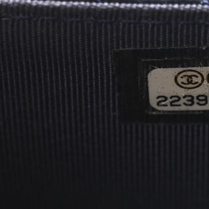 Chanel Caviar Chevron Quilted Wallet On Chain WOC Navy 8 of 12