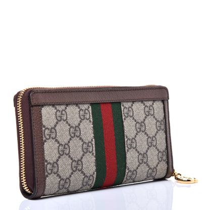 Gucci GG Supreme Monogram Web Ophidia Zip Around Wallet Brown 3 of 10