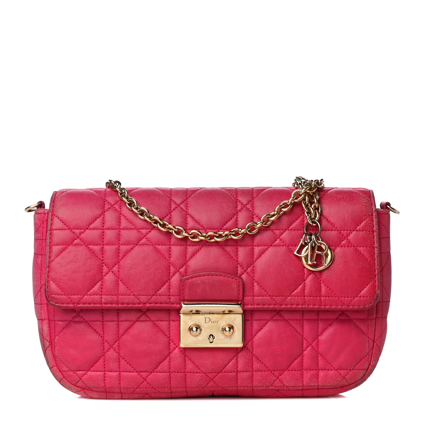 Lambskin Cannage Miss Dior Promenade Pouch Fuchsia