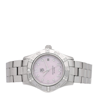 Tag Heuer Stainless Steel Diamond Pink Mother of Pearl 27mm Aquaracer Lady Quartz Watch WAF141H 2 of 4