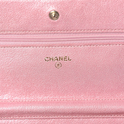 Chanel Iridescent Caviar Quilted Wallet on Chain WOC Rose Pink 6 of 11