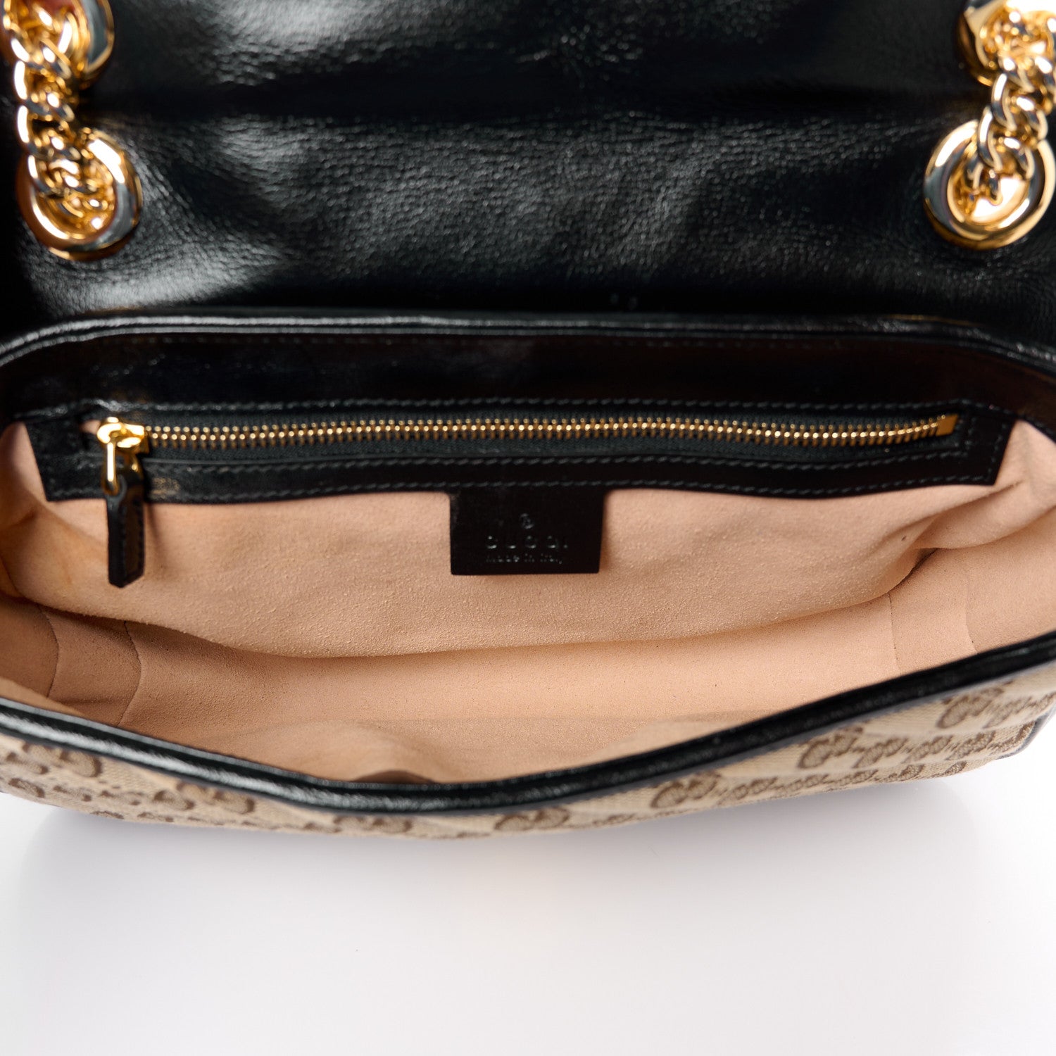 Gucci Monogram Matelasse Diagonal Small GG Marmont Shoulder Bag Beige Black 5 of 12