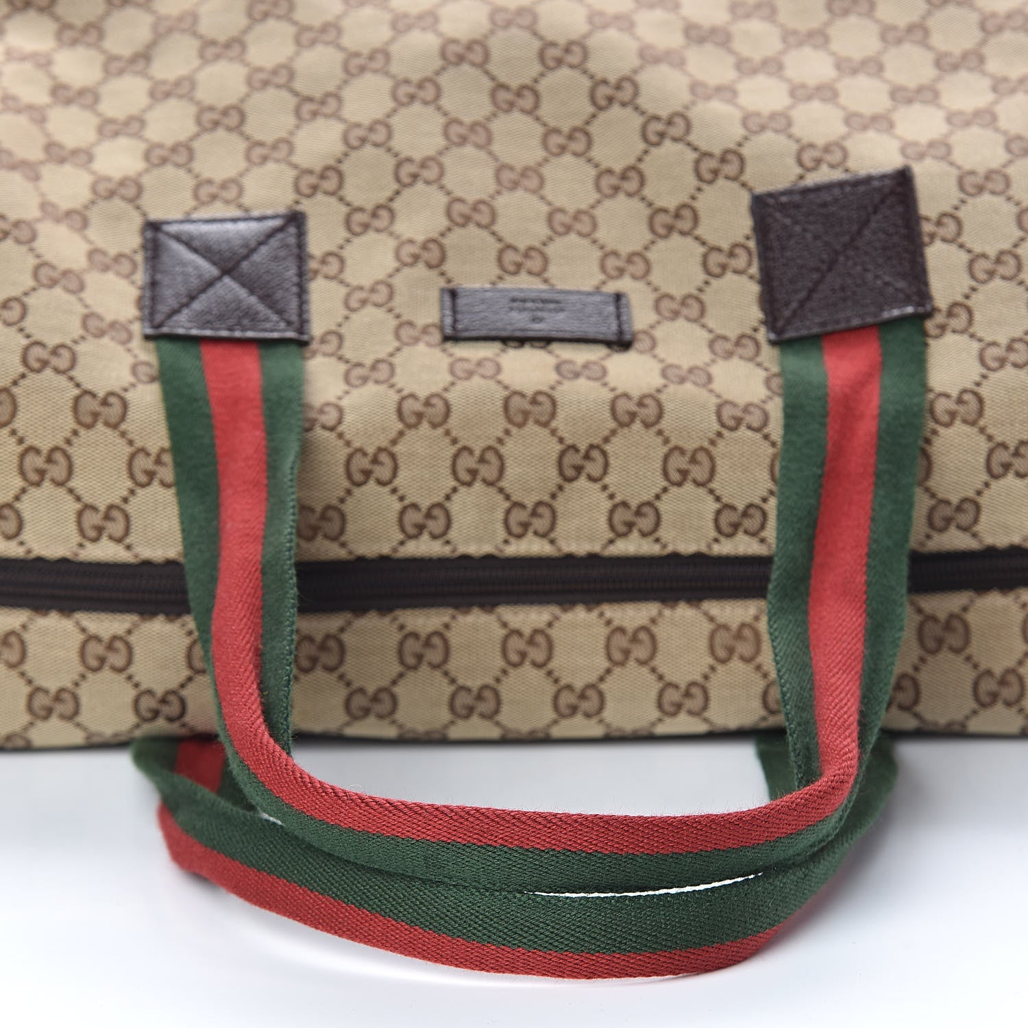Gucci GG Monogram Web Large Collapsible Carry On Duffle Beige Brown 11 of 13