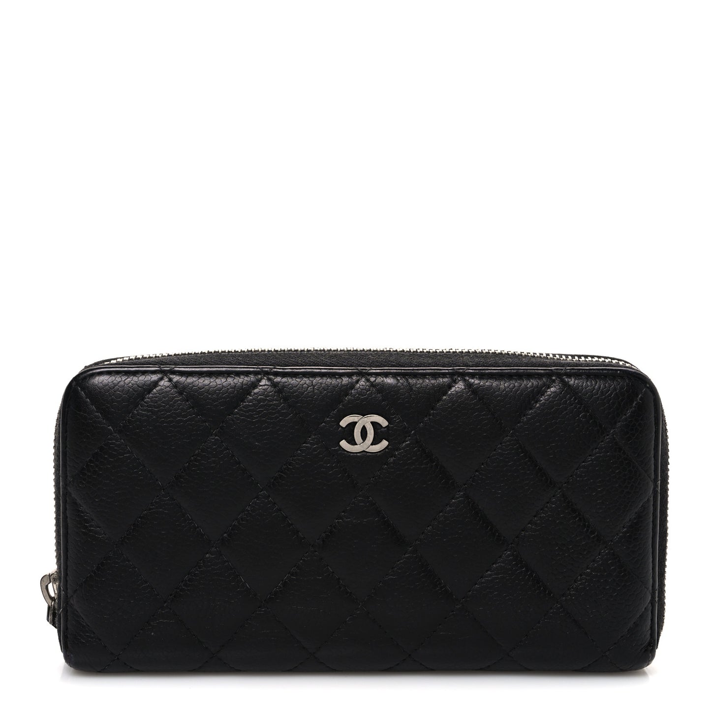 Caviar Quilted Large Gusset Zip Around Wallet Black