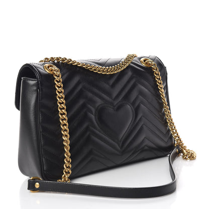 Gucci Calfskin Matelasse Medium GG Marmont Shoulder Bag Black 3 of 11