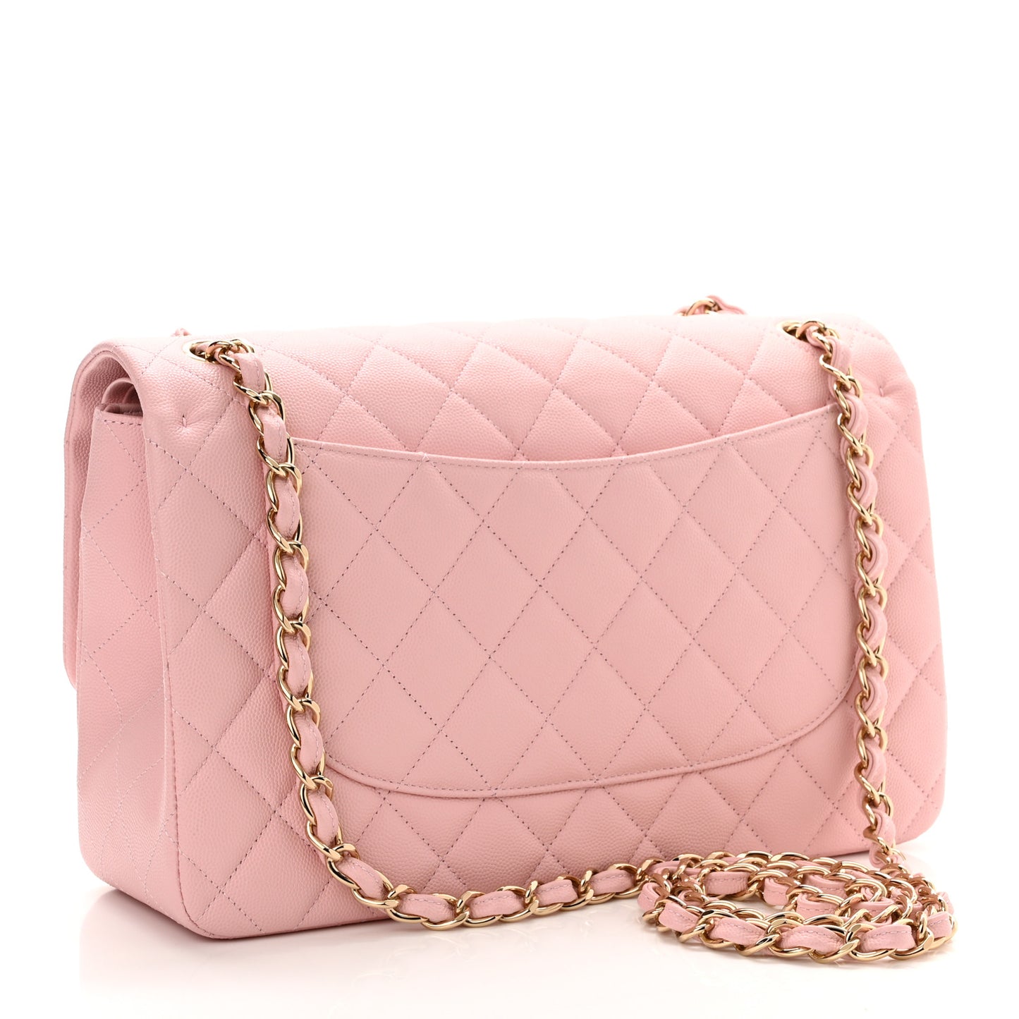 Caviar Quilted Jumbo Double Flap Light Pink