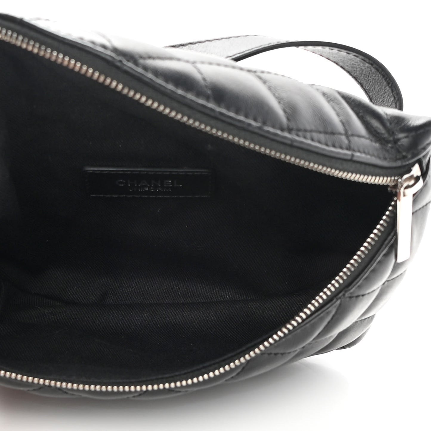 Lambskin Quilted Waist Belt Bag Black