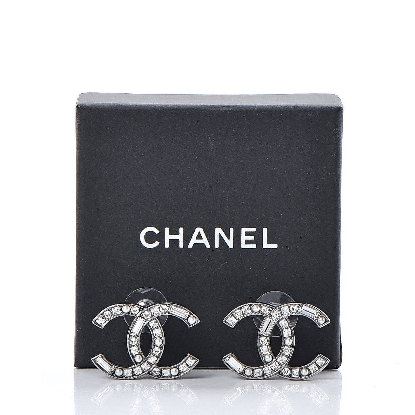 Baguette Crystal Pearl CC Bright Young Things Earrings Ruthenium