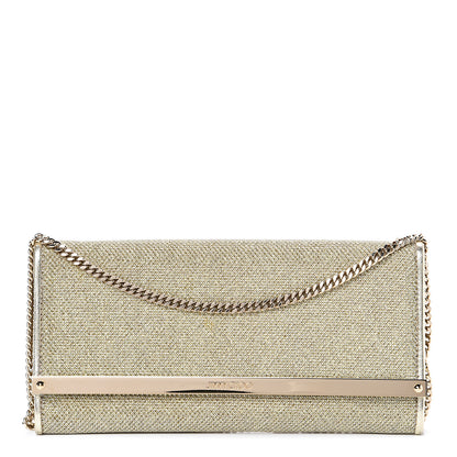 Jimmy Choo Glitter Fabric Milla Chain Wallet Champagne 1 of 9