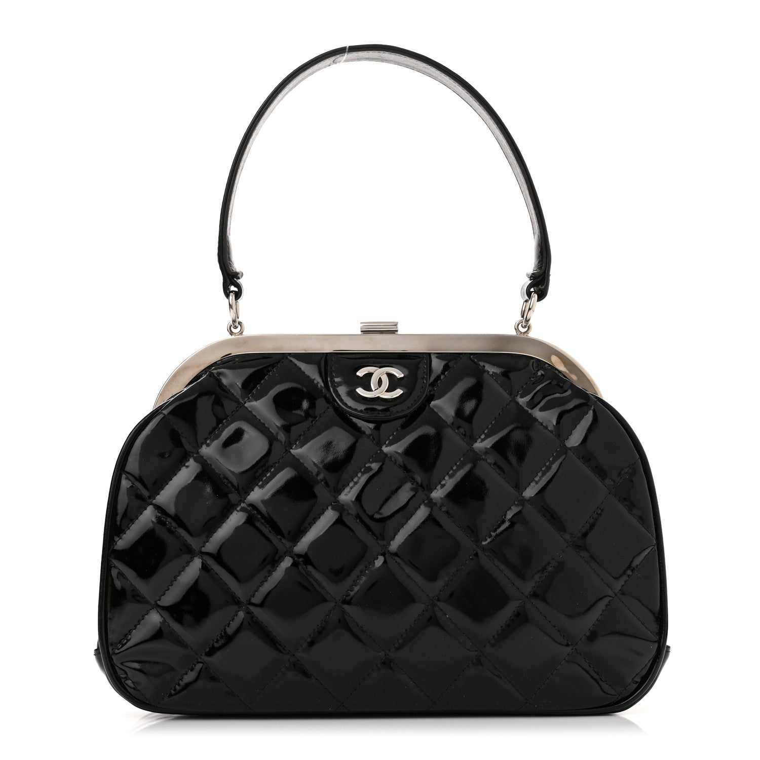 Chanel Patent Quilted Kisslock Frame Bag Black 1 of 12