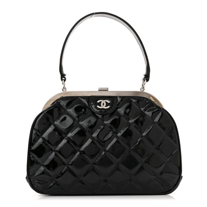 Chanel Patent Quilted Kisslock Frame Bag Black 1 of 12