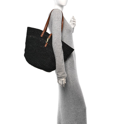Saint Laurent Raffia Calfskin Medium Panier Tote Black 1 of 11