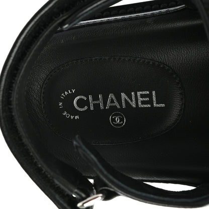 Chanel Lambskin Quilted Velcro Dad Sandals 37 So Black 7 of 10