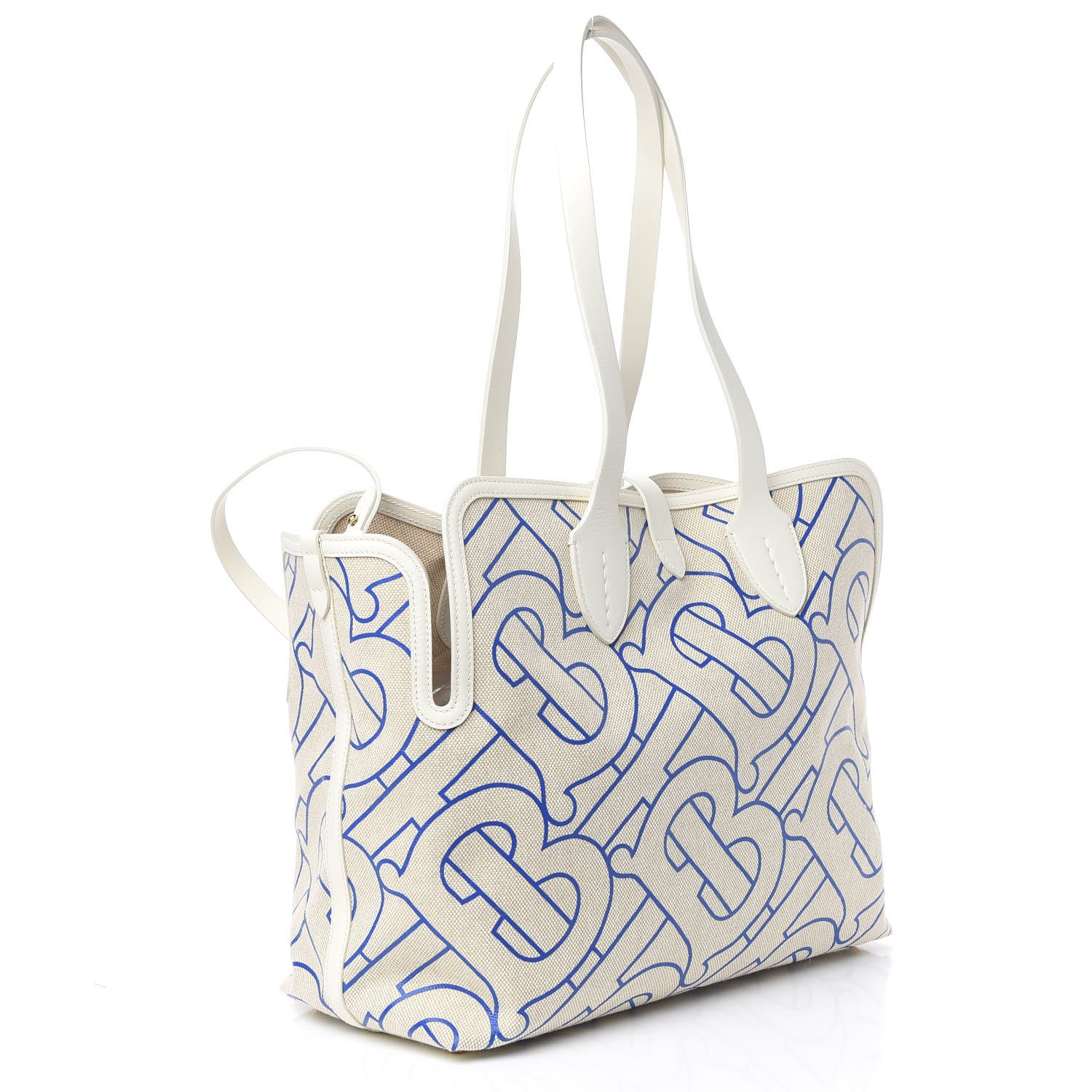 Burberry Cotton Canvas Monogram Medium Soft Belt Bag Natural Honey Blue 2 of 10