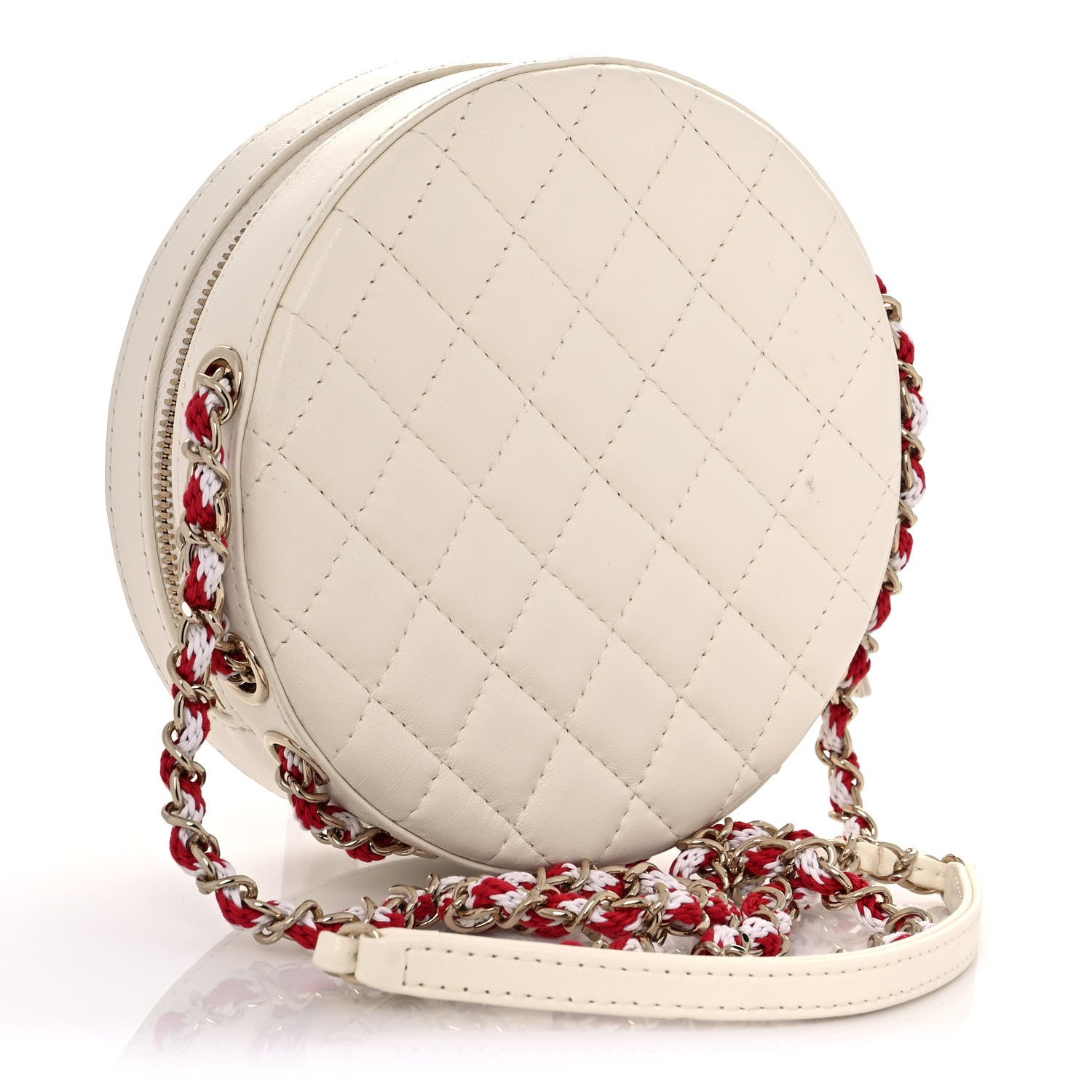 Chanel Lambskin Coco Lifesaver Round Bag Red White 3 of 11