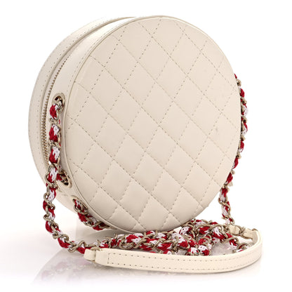 Chanel Lambskin Coco Lifesaver Round Bag Red White 3 of 11
