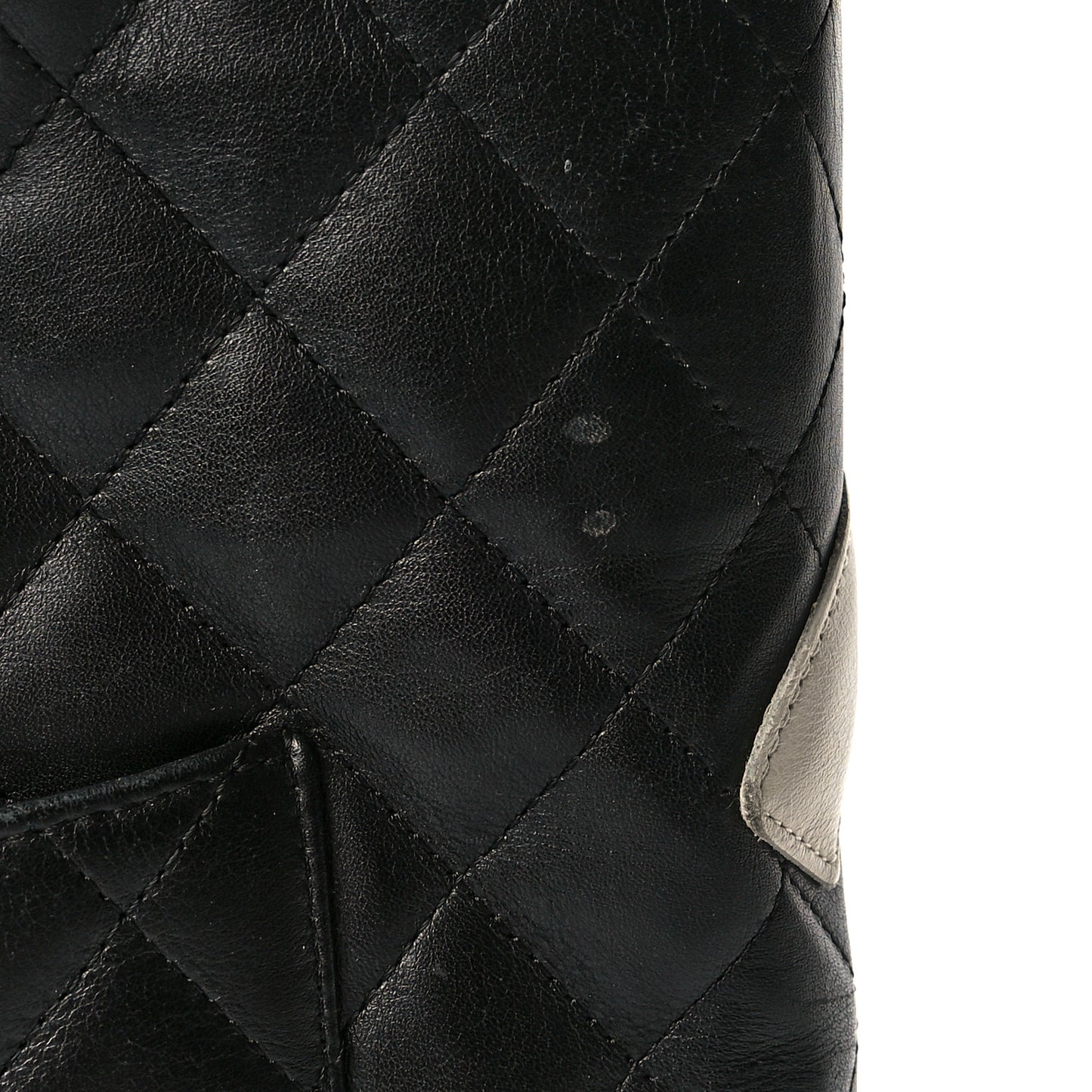 Calfskin Quilted Medium Cambon Tote Black White