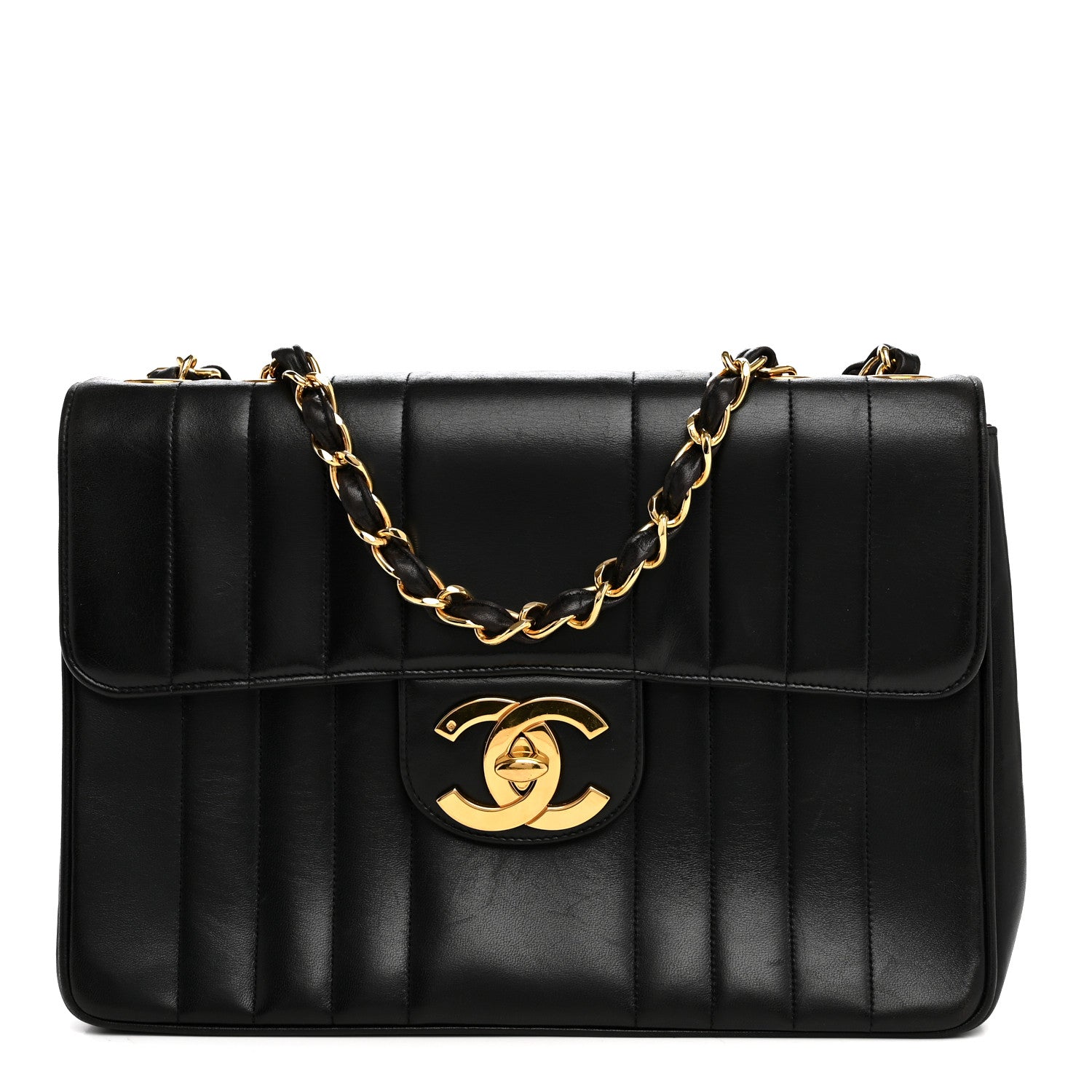 Chanel Lambskin Vertical Quilt Jumbo Single Flap Black 1 of 12