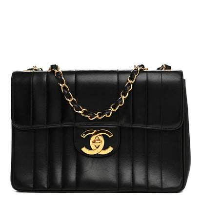 Chanel Lambskin Vertical Quilt Jumbo Single Flap Black 1 of 12