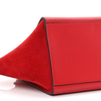 Celine Drummed Calfskin Suede Small Trapeze Coquelicot 10 of 13