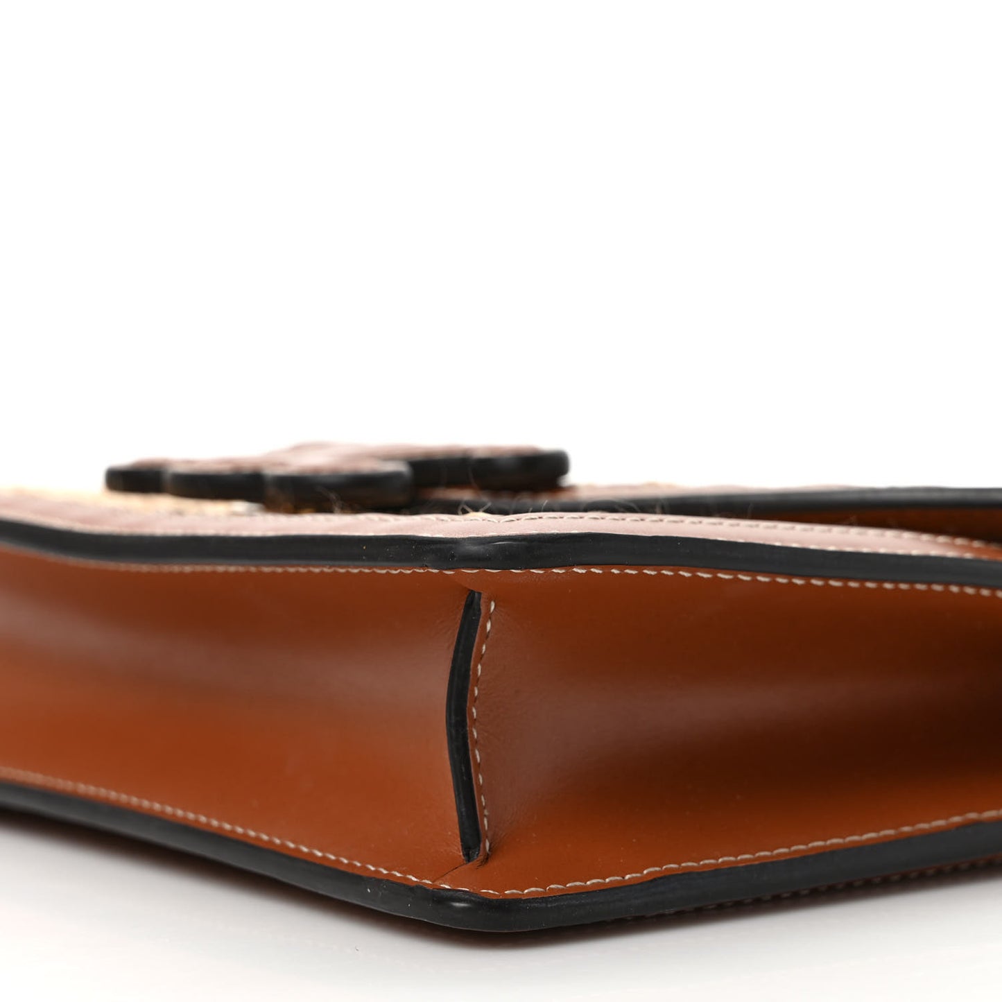 Raffia Calfskin Triomphe Wallet on Strap Natural Tan