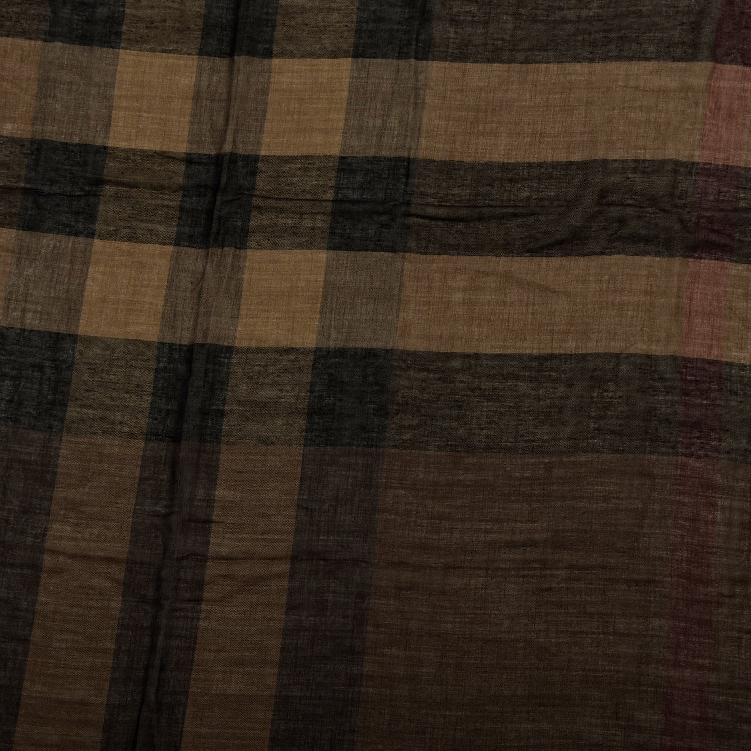 Burberry Silk Modal Wool Cashmere London Check Lightweight Square Scarf Dark Brown 2 of 3