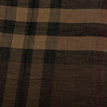 Burberry Silk Modal Wool Cashmere London Check Lightweight Square Scarf Dark Brown 2 of 3