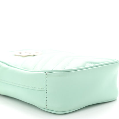 Gucci Calfskin Matelasse Mini GG Marmont Crossbody Bag Water Green 9 of 10