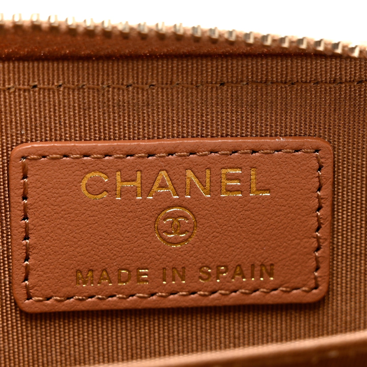 Lambskin Quilted Chanel 19 Zip Around Coin Purse Wallet Brown